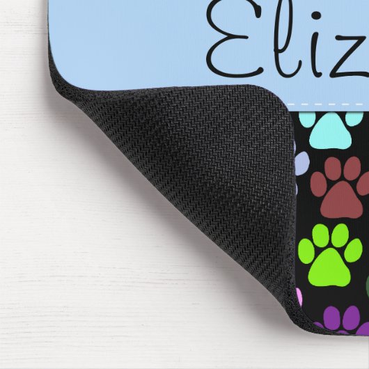 Kleurrijke poten, Paw Pattern, Dog Paws, Jouw naam Muismat (Hoek)