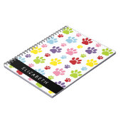 Kleurrijke poten, Paw Pattern, Dog Paws, Jouw naam Notitieboek (Linkerzijde)
