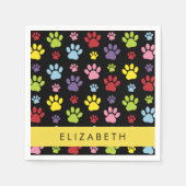 Kleurrijke poten, Paw Pattern, Dog Paws, Jouw naam Servet (Voorkant)