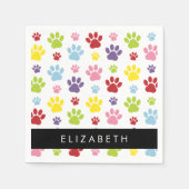 Kleurrijke poten, Paw Pattern, Dog Paws, Jouw naam Servet (Voorkant)