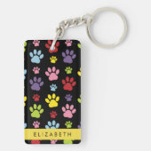 Kleurrijke poten, Paw Pattern, Dog Paws, Jouw naam Sleutelhanger (achterkant)