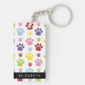 Kleurrijke poten, Paw Pattern, Dog Paws, Jouw naam Sleutelhanger (achterkant)