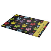 Kleurrijke poten, Paw Pattern, Dog Paws, Jouw naam Snijplank (Hoek)