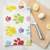 Kleurrijke poten, Paw Pattern, Dog Paws, Jouw naam Theedoek (Quarter Fold)