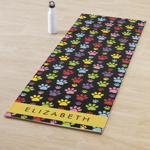Kleurrijke poten, Paw Pattern, Dog Paws, Jouw naam Yogamat