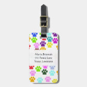 Kleurrijke poten, Paw Pattern, Dog Paws, Monogram Bagagelabel (Voorkant verticaal)