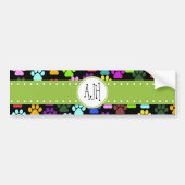 Kleurrijke poten, Paw Pattern, Dog Paws, Monogram Bumpersticker (Voorkant)