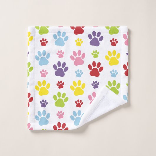 Kleurrijke poten, Paw Pattern, Dog Paws, Paw Print Bad Handdoek (Wasdoekje)