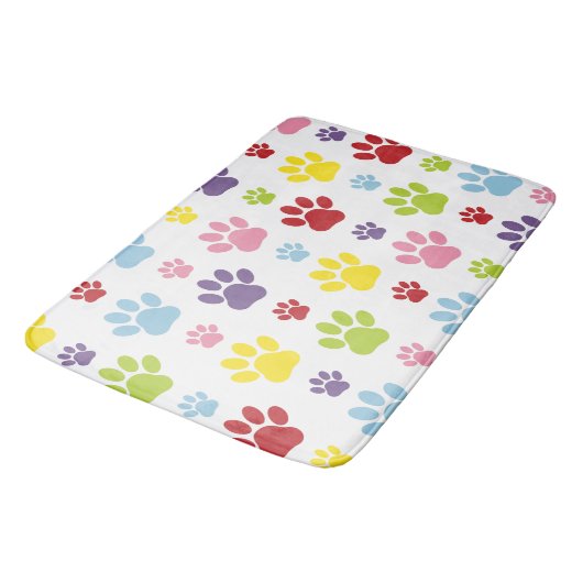 Kleurrijke poten, Paw Pattern, Dog Paws, Paw Print Badmat (Gekanteld)