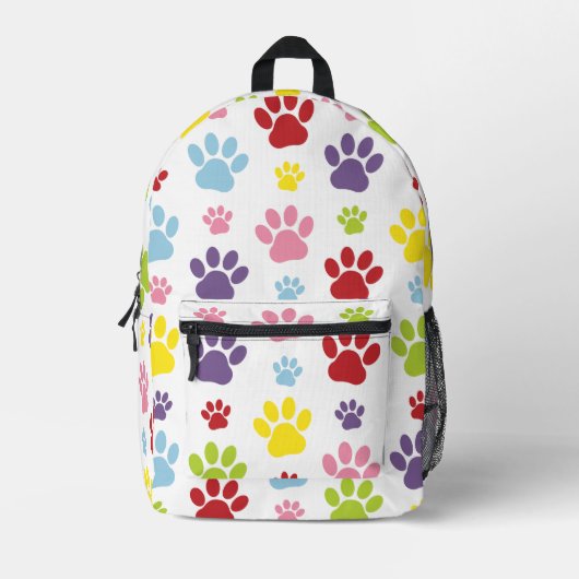Kleurrijke poten, Paw Pattern, Dog Paws, Paw Print Bedrukte Rugzak (Voorkant)