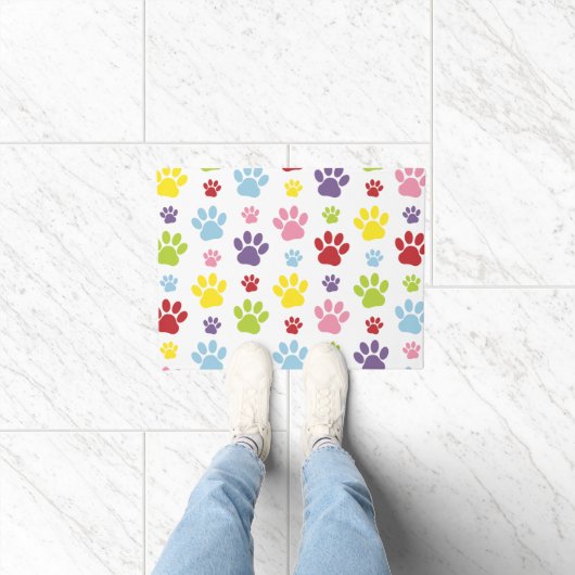Kleurrijke poten, Paw Pattern, Dog Paws, Paw Print Deurmat (Binnen)