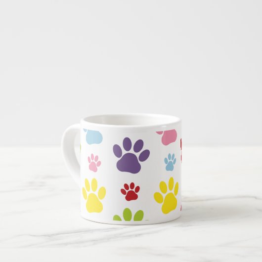 Kleurrijke poten, Paw Pattern, Dog Paws, Paw Print Espresso Kop (Voorkant links)
