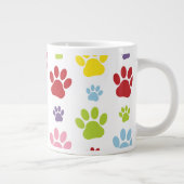 Kleurrijke poten, Paw Pattern, Dog Paws, Paw Print Extra Grote Beker (Rechts)