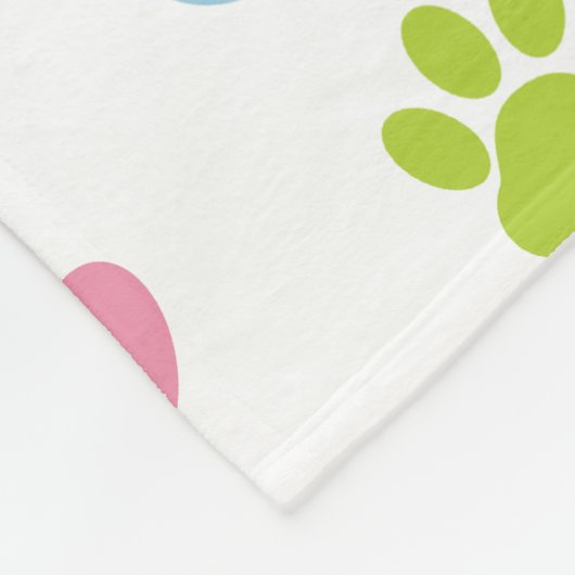 Kleurrijke poten, Paw Pattern, Dog Paws, Paw Print Fleece Deken (Hoek)