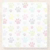 Kleurrijke poten, Paw Pattern, Dog Paws, Paw Print Glazen Onderzetter (Achterkant)
