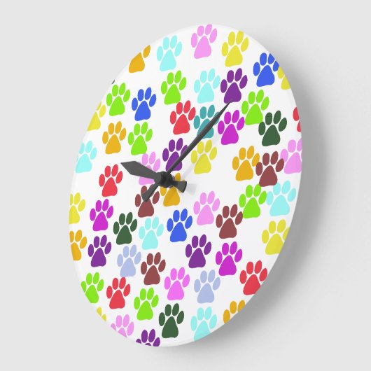 Kleurrijke poten, Paw Pattern, Dog Paws, Paw Print Grote Klok (Hoek)