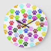 Kleurrijke poten, Paw Pattern, Dog Paws, Paw Print Grote Klok (Voorkant)