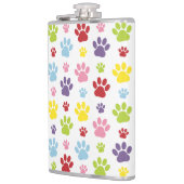Kleurrijke poten, Paw Pattern, Dog Paws, Paw Print Heupfles (Links)