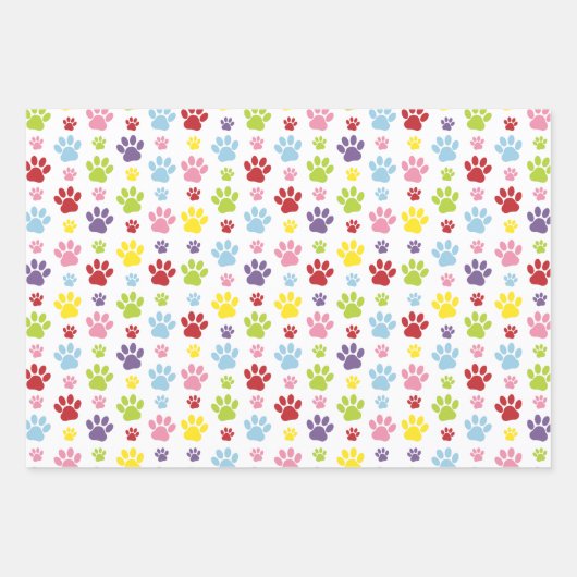 Kleurrijke poten, Paw Pattern, Dog Paws, Paw Print Inpakpapier Vel (Voorkant)