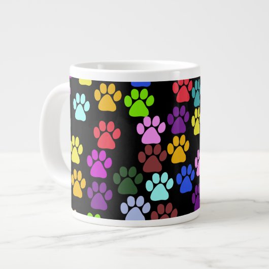 Kleurrijke poten, Paw Pattern, Dog Paws, Paw Print Jumbo Beker (Voorkant links)