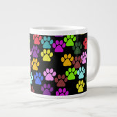 Kleurrijke poten, Paw Pattern, Dog Paws, Paw Print Jumbo Beker (Voorkant rechts)
