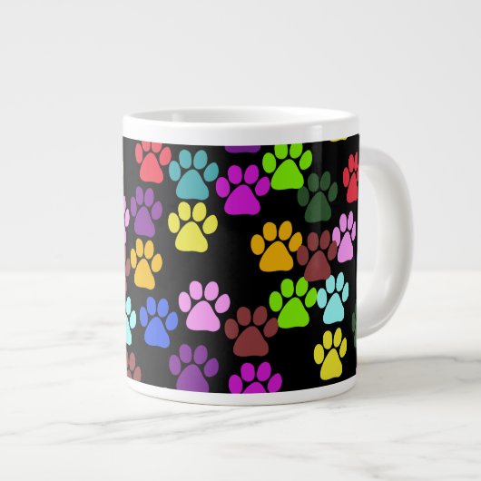 Kleurrijke poten, Paw Pattern, Dog Paws, Paw Print Jumbo Beker (Voorkant rechts)