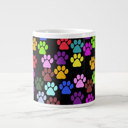 Kleurrijke poten, Paw Pattern, Dog Paws, Paw Print Jumbo Beker (Voorkant)