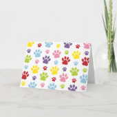 Kleurrijke poten, Paw Pattern, Dog Paws, Paw Print Kaart (Voorkant)
