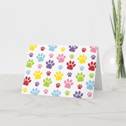 Kleurrijke poten, Paw Pattern, Dog Paws, Paw Print Kaart (Voorkant)