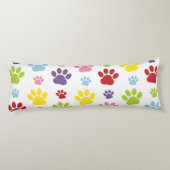 Kleurrijke poten, Paw Pattern, Dog Paws, Paw Print Lichaamskussen (Achterkant)