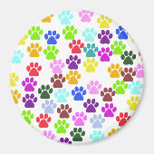 Kleurrijke poten, Paw Pattern, Dog Paws, Paw Print Magneet (Voorkant)
