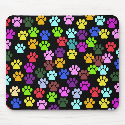 Kleurrijke poten, Paw Pattern, Dog Paws, Paw Print Muismat (Voorkant)