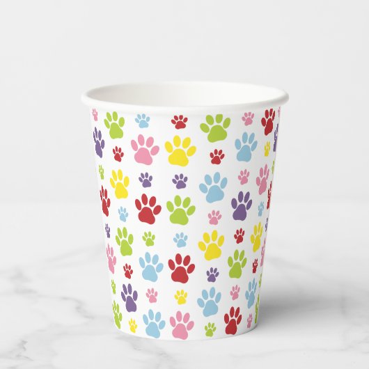 Kleurrijke poten, Paw Pattern, Dog Paws, Paw Print Papieren Bekers (Achterkant)