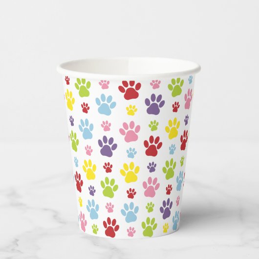 Kleurrijke poten, Paw Pattern, Dog Paws, Paw Print Papieren Bekers (Links)