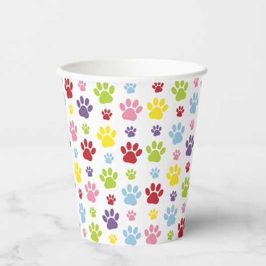 Kleurrijke poten, Paw Pattern, Dog Paws, Paw Print Papieren Bekers (Voorkant)