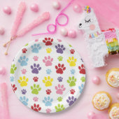 Kleurrijke poten, Paw Pattern, Dog Paws, Paw Print Papieren Bordje (Feest)