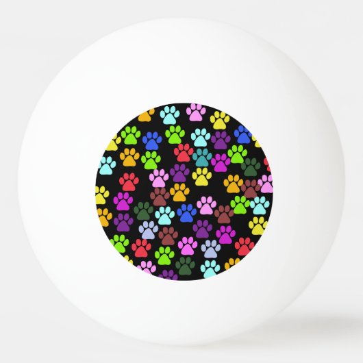 Kleurrijke poten, Paw Pattern, Dog Paws, Paw Print Pingpongballen (Achterkant)