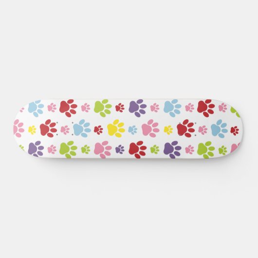 Kleurrijke poten, Paw Pattern, Dog Paws, Paw Print Skateboard (Horizontaal)