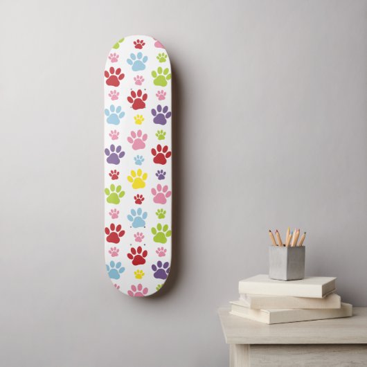 Kleurrijke poten, Paw Pattern, Dog Paws, Paw Print Skateboard (Muurkunst)