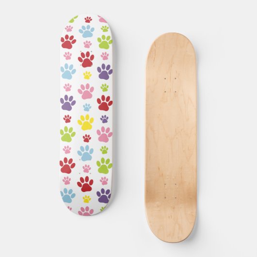 Kleurrijke poten, Paw Pattern, Dog Paws, Paw Print Skateboard (Voorkant)