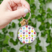 Kleurrijke poten, Paw Pattern, Dog Paws, Paw Print Sleutelhanger (Hand)