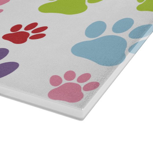 Kleurrijke poten, Paw Pattern, Dog Paws, Paw Print Snijplank (Hoek)