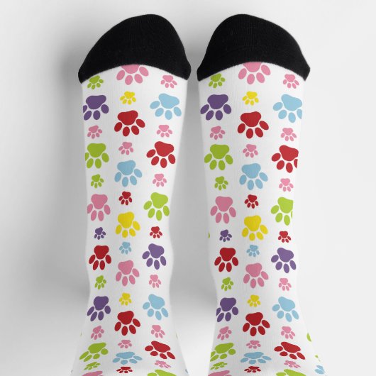 Kleurrijke poten, Paw Pattern, Dog Paws, Paw Print Sokken (Top)