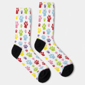 Kleurrijke poten, Paw Pattern, Dog Paws, Paw Print Sokken (Rechts)