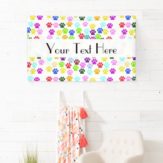 Kleurrijke poten, Paw Pattern, Dog Paws, Paw Print Spandoek (Insitu)