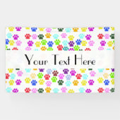 Kleurrijke poten, Paw Pattern, Dog Paws, Paw Print Spandoek (Horizontaal)