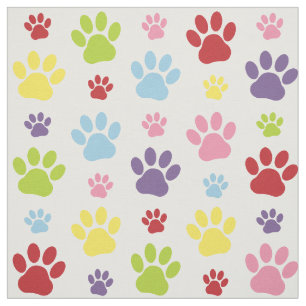 Kleurrijke poten, Paw Pattern, Dog Paws, Paw Print Stof