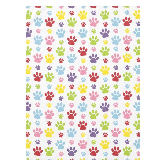 Kleurrijke poten, Paw Pattern, Dog Paws, Paw Print Tafelkleed (Voorkant)
