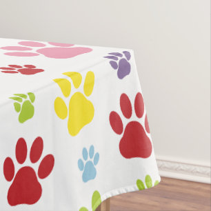 Kleurrijke poten, Paw Pattern, Dog Paws, Paw Print Tafelkleed