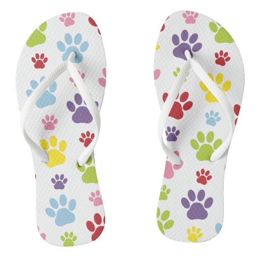 Kleurrijke poten, Paw Pattern, Dog Paws, Paw Print Teenslippers (Voetbed)